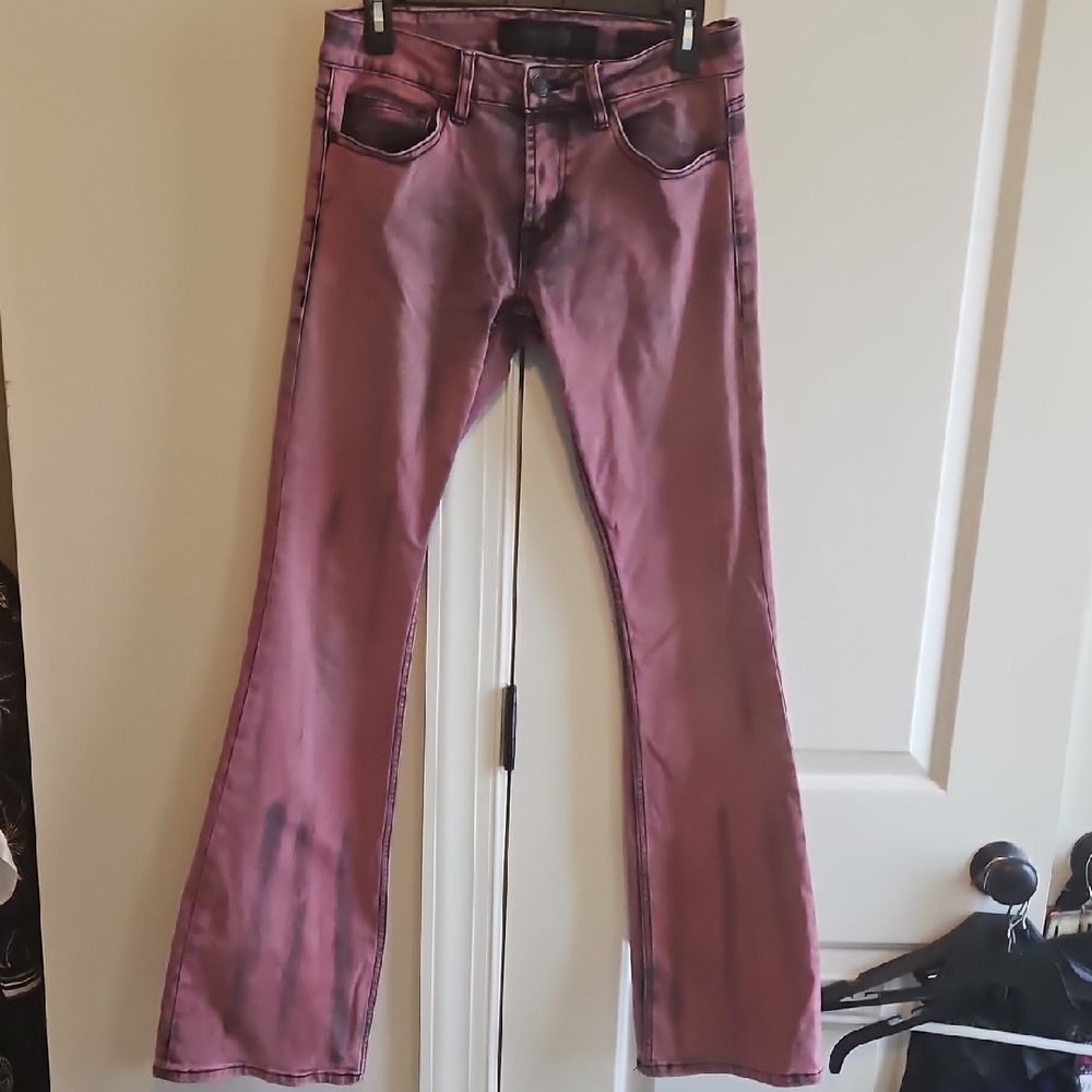 mens wornstar pink/black faded denim jeans hellraiser cc 30 x 34